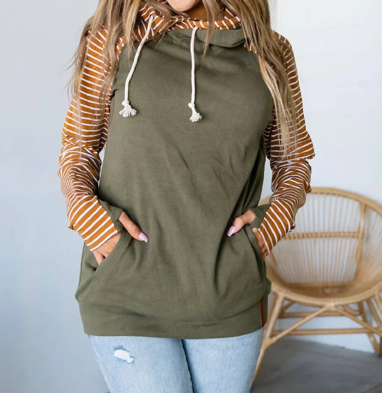 Longline HoodiesDoublehood Sweatshirt In Olive Green