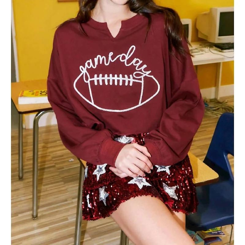 Sherpa-Lined HoodiesGame Day Sweatshirt In Maroon