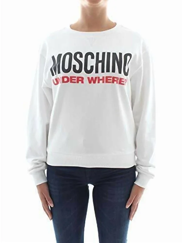 Ski SweatshirtsLogo Fleece Cotton Sweatshirt Top in White