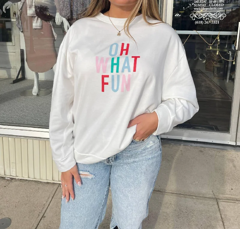 Hip-Hop HoodiesOh What Fun Sweatshirt In White