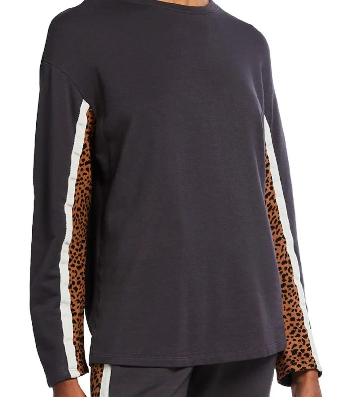 Painted HoodiesPaneled Mini Leopard Sweatshirt In Faded Black