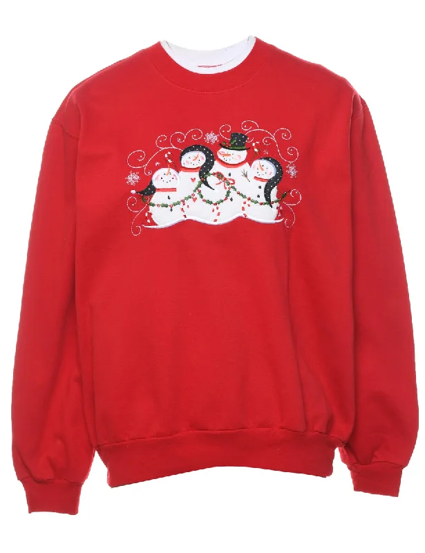 Glitter SweatshirtsSnowman Christmas Sweatshirt - M