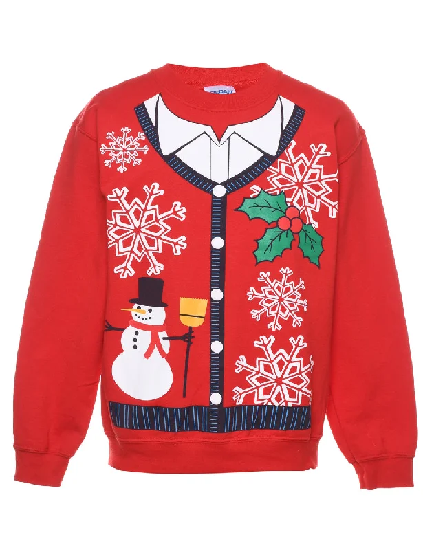 Embroidered SweatshirtsSnowman Christmas Sweatshirt - S