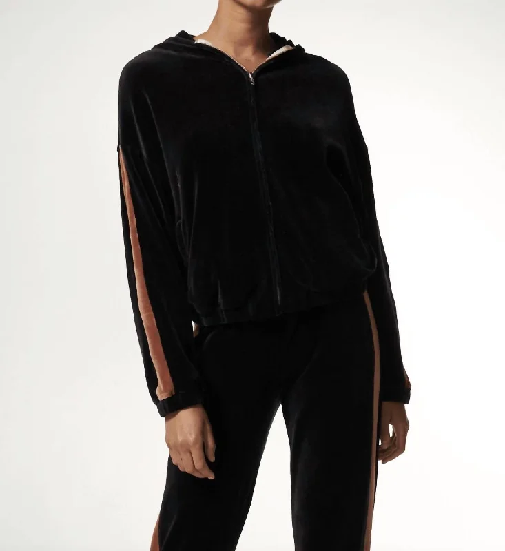 Fleece SweatshirtsVelour Sporty Zip-Up Sweatshirt In Neptune/rose