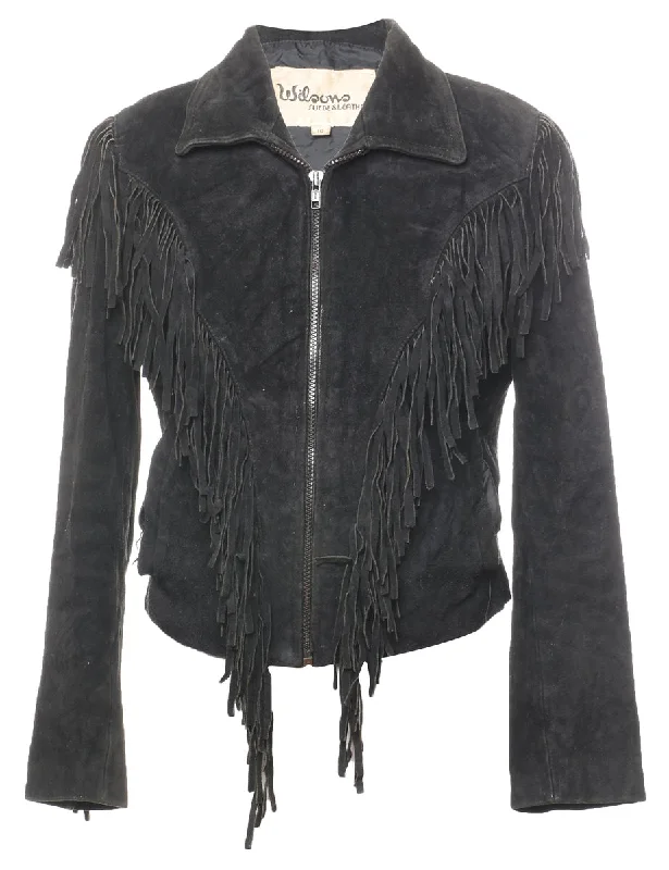 Printed T-ShirtsWilson Black Suede Fringed Jacket - S