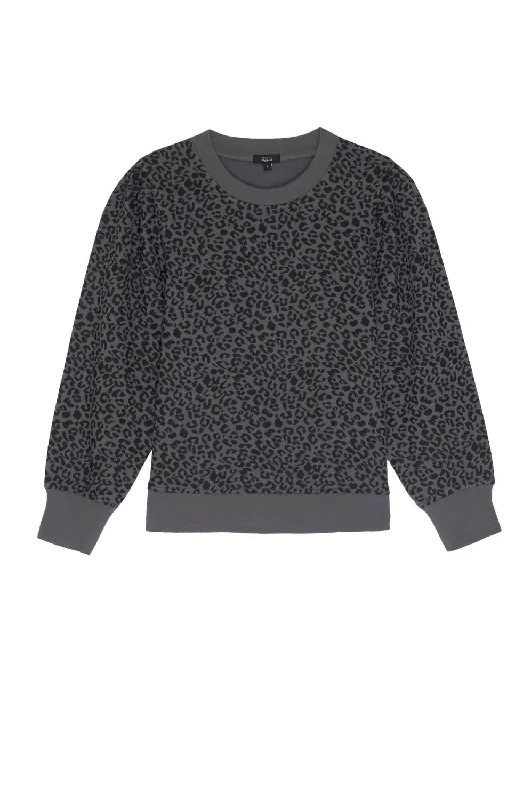 Zip-Up HoodiesWomen's Marcie Sweatshirt In Charcoal Mini Cheetah