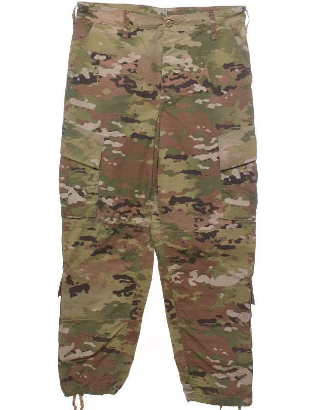 Sleep T-ShirtsWoodland Camouflage Print Army Cargo Trousers - W33 L30