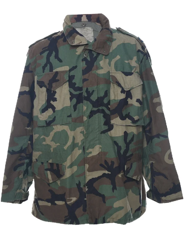 Gym T-ShirtsWoodland Camouflage Print US Army Military Jacket - XL