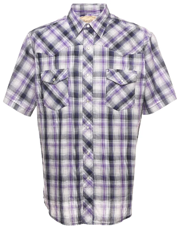 Designer T-ShirtsWrangler Checked Lilac Western Shirt - XL