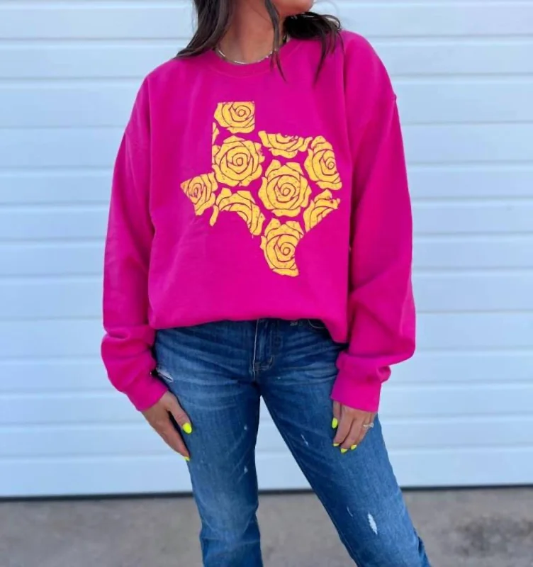 Athletic HoodiesYellow Rose Print Sweatshirt In Pink