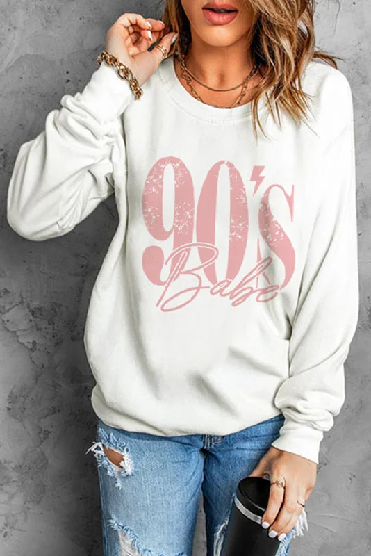 Sleep Hoodies90's BABE Graphic Dropped Shoulder Sweatshirt