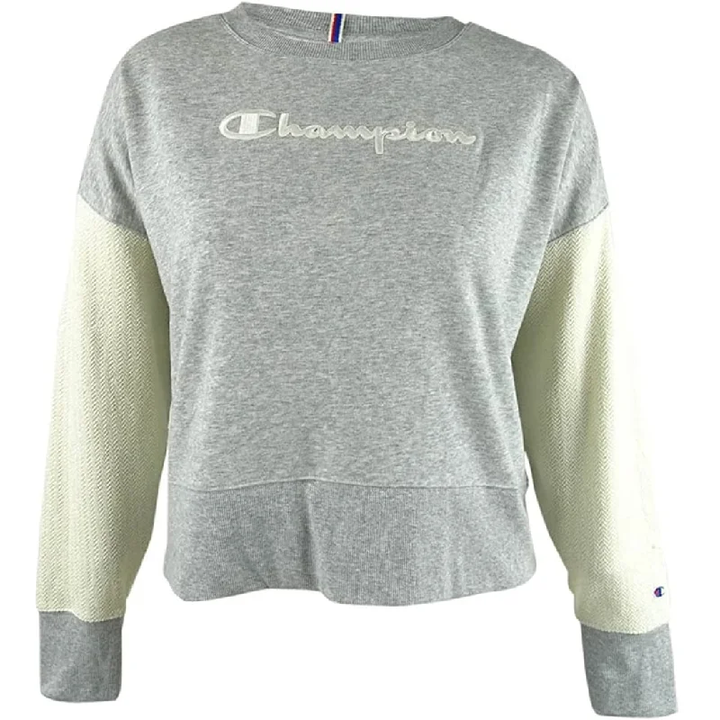 Pocketed HoodiesChampion Women's Heritage Cotton Mixed-Texture Sweatshirt Oxford Grey Size XS