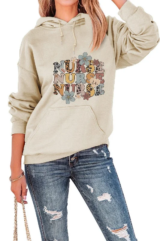 Compression SweatshirtsWOMEN FUN LETTER PRINTING HOODED SWEATSHIRT