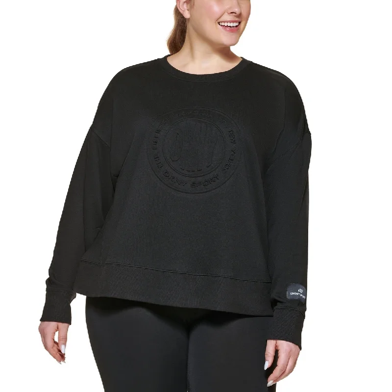 Stretch-Knit SweatshirtsDkny Women's Embossed Medallion Sweatshirt Black Size 3X