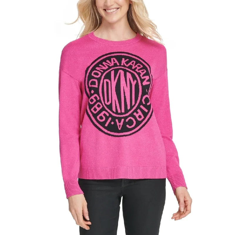 Glitter SweatshirtsDKNY Women's Graphic Logo Sweatshirt Pink Size X-Small