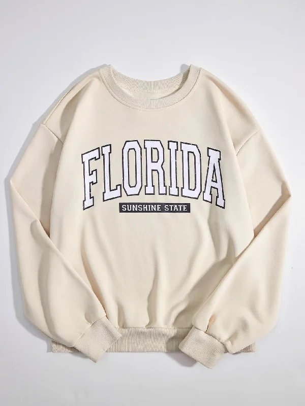 Hip-Hop HoodiesFLORIDA SUNSHINE STATE Dropped Shoulder Sweatshirt