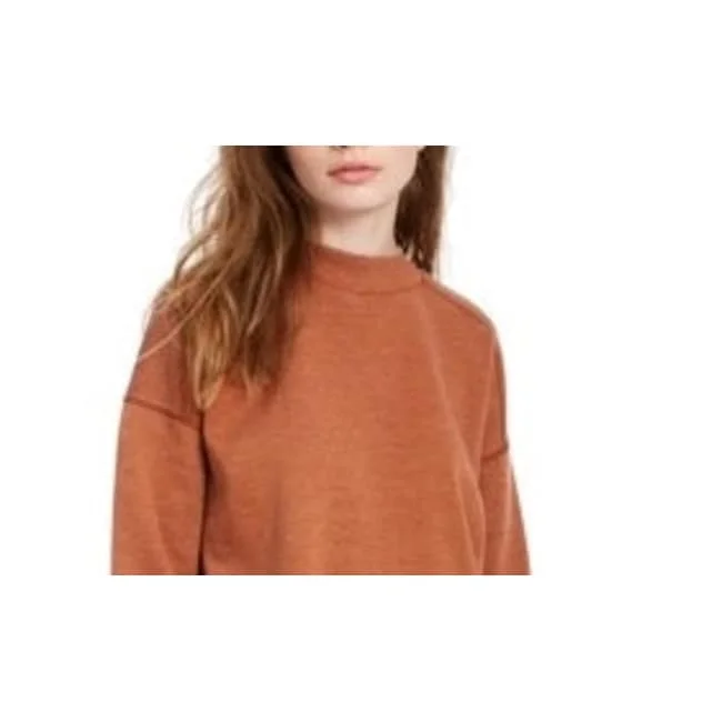 Cropped SweatshirtsHippie Rose Juniors' Mock-Neck Sweatshirt Caramel Size X-Small