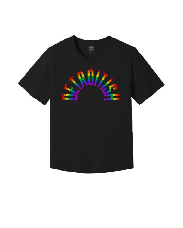 Cultural T-ShirtsInk Detroit Detroitish Rainbow Kinda Cropped T-Shirt - Black