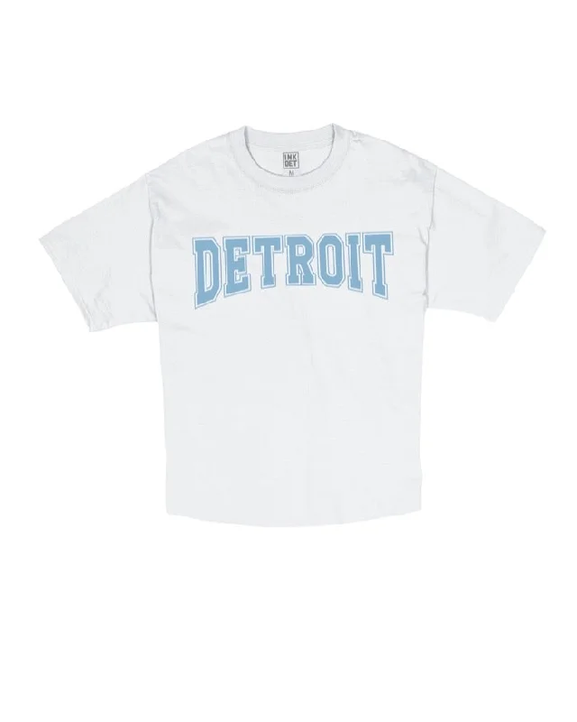 Camping T-ShirtsInk Detroit Misty Blue print Oversize Crop T-Shirt - White