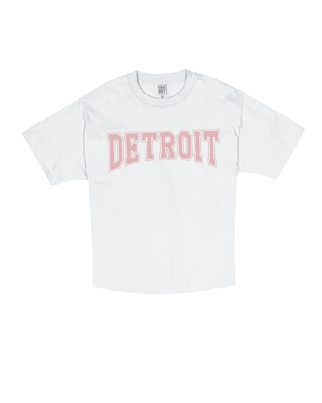 Hunting T-ShirtsInk Detroit Blush print Oversize Crop T-Shirt - White