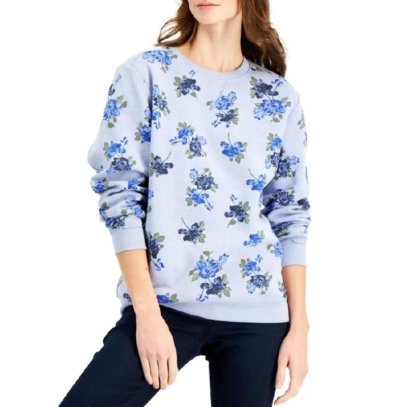 Printed SweatshirtsKaren Scott Women's Floral-Print Sweatshirt Blue Size Large