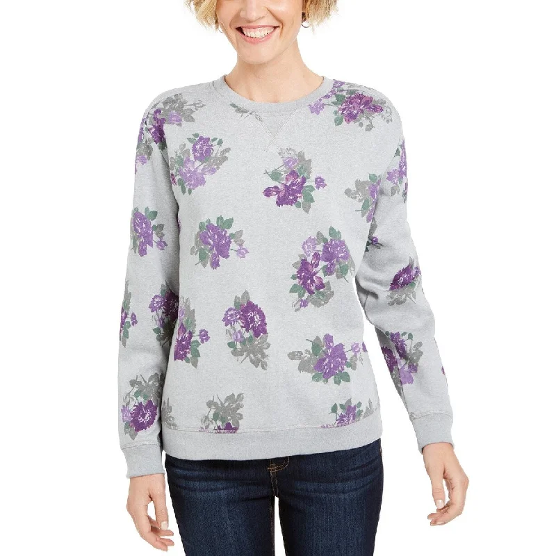 Glitter SweatshirtsKaren Scott Women's Floral-Print Sweatshirt Gray Size Extra Large