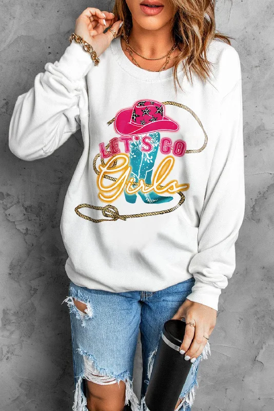 Gym HoodiesLET'S GO GIRLS Graphic Round Neck Sweatshirt