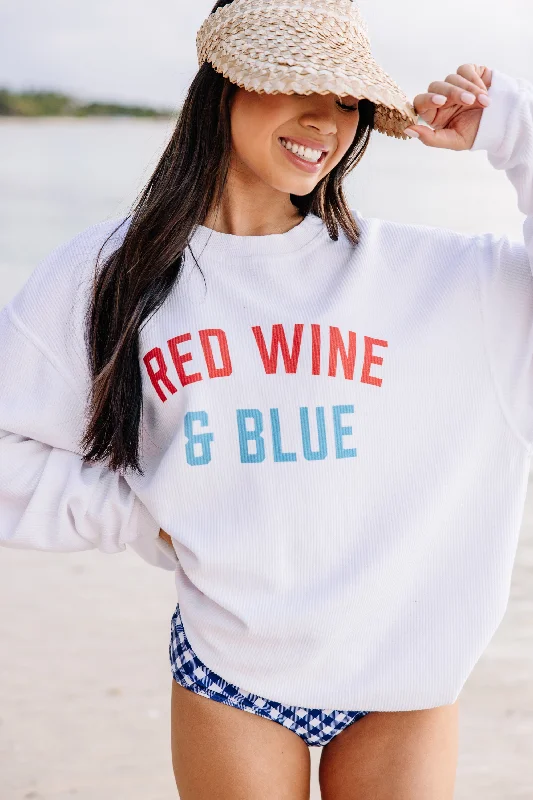 Performance HoodiesRed Wine and Blue White Corded Graphic Sweatshirt