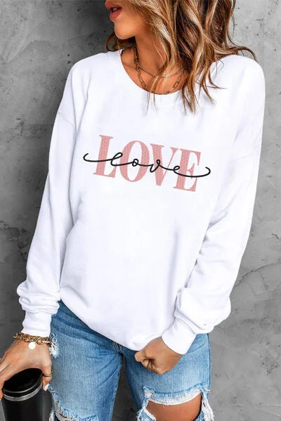 Striped SweatshirtsShoreline Boutique LOVE Dropped Shoulder Sweatshirt