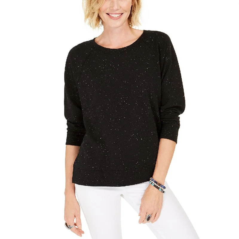 Rainproof HoodiesStyle & Co Women's Speckled Sweatshirt Black Size Large