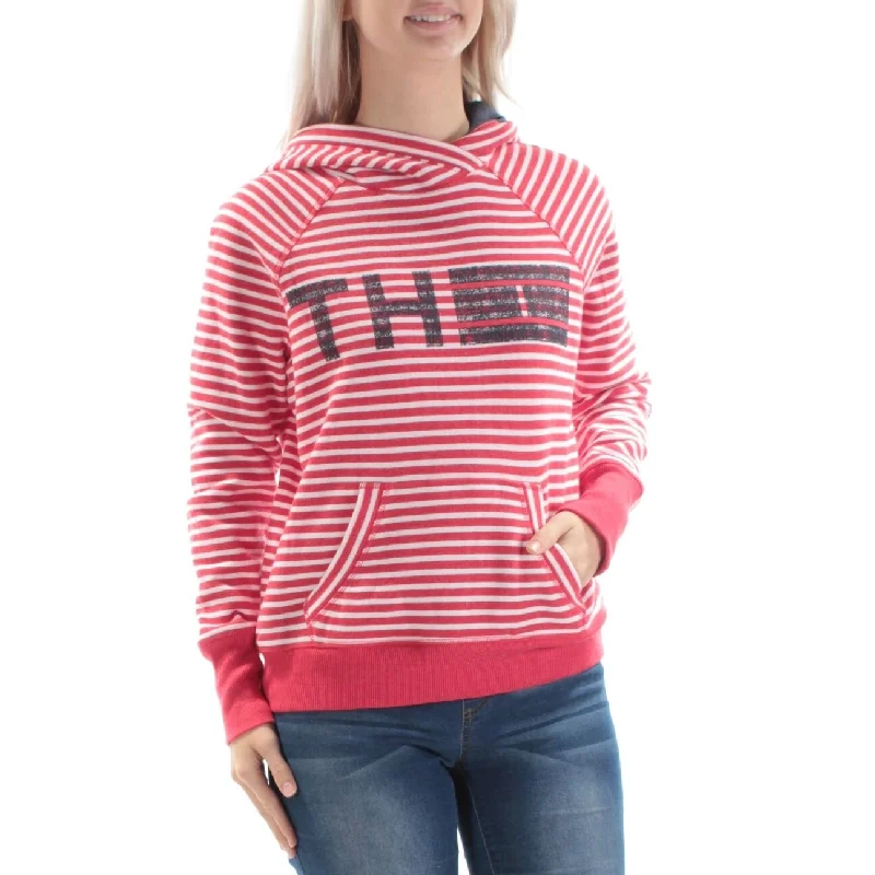 Drawstring HoodiesTommy Hilfiger Striped Logo-Graphic Sweatshirt Red Small