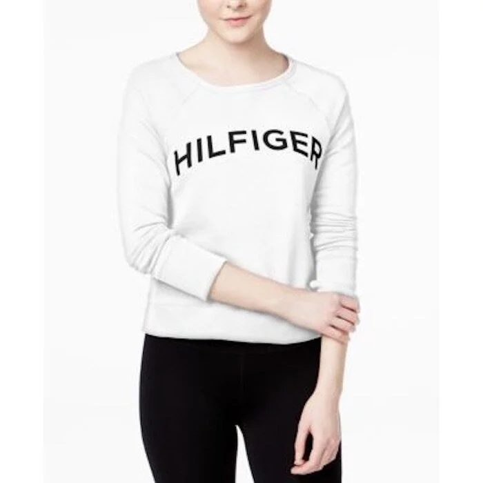 Velour SweatshirtsTommy Hilfiger Women Sport Cotton Logo Sweatshirt White - S