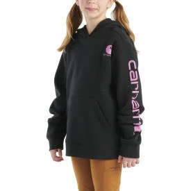 Microfleece HoodiesYouth Girls Long-Sleeve Graphic Sweatshirt - Caviar Black