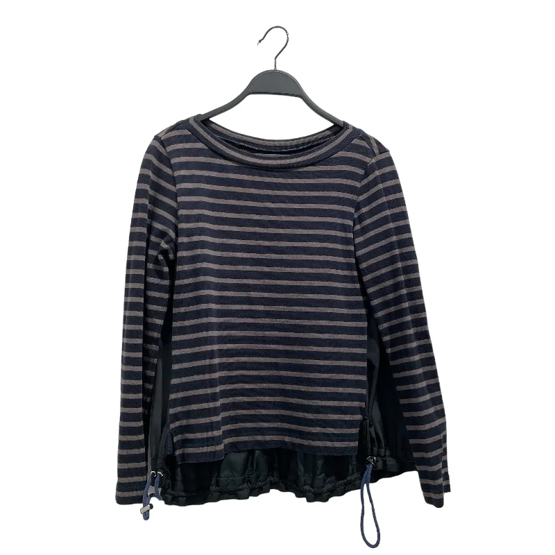 Microfleece HoodiesSacai/Sweatshirt/1/Stripe/Cotton/NVY/NYLON BACK