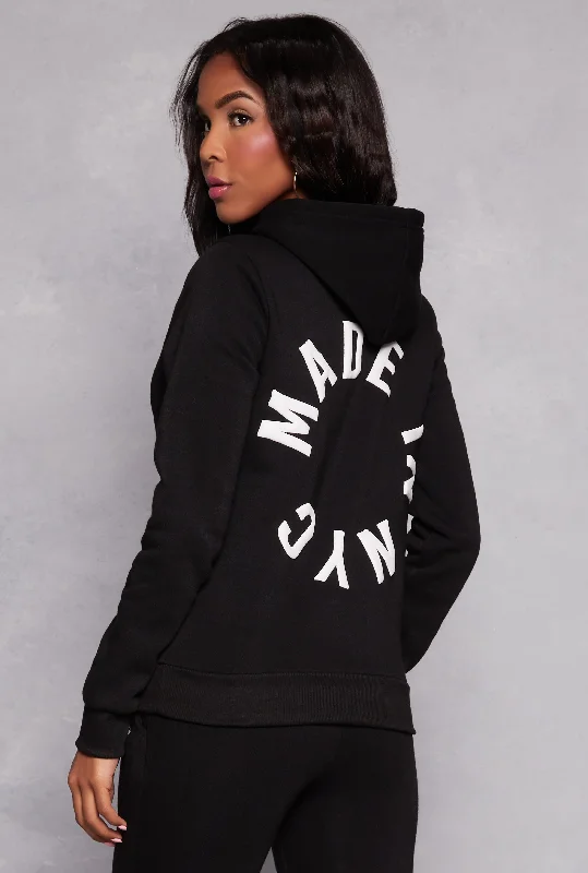 Workout SweatshirtsMade In NYC Graphic Back Hooded Sweatshirt