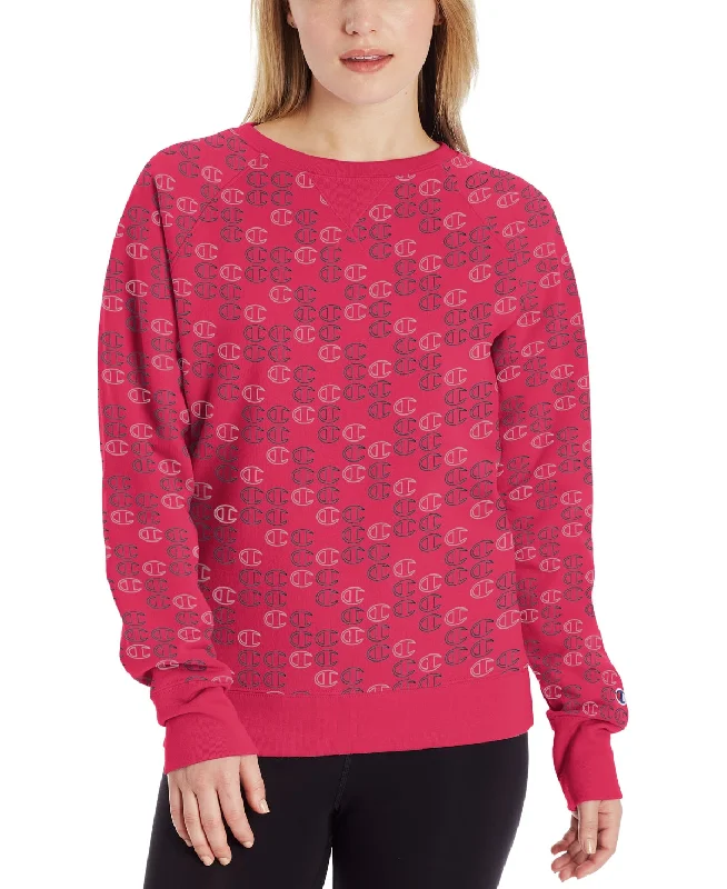 Leather-Paneled SweatshirtsChampion Women's Powerblend Print Sweatshirt Pink Size Small