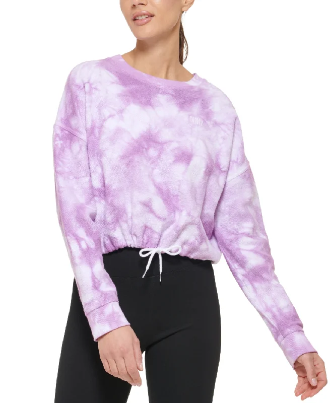 Cropped HoodiesDKNY Women's Cotton Tie Dyed Sweatshirt Purple Size Large