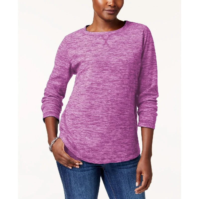 Reversible HoodiesKaren Scott Women's Microfleece Spacedye Crew-Neck Sweatshirt Purple Size Large