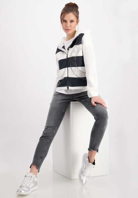 Chunky cardiganMonari Sporty Style Panel Cardigan, White Multi