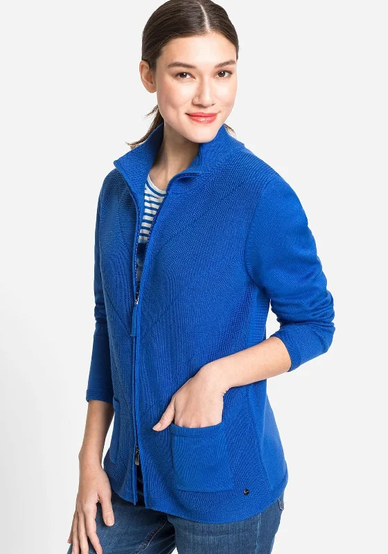 Fleece cardiganOlsen Eva Ribbed Zip Knit Cardigan, Cobalt Blue