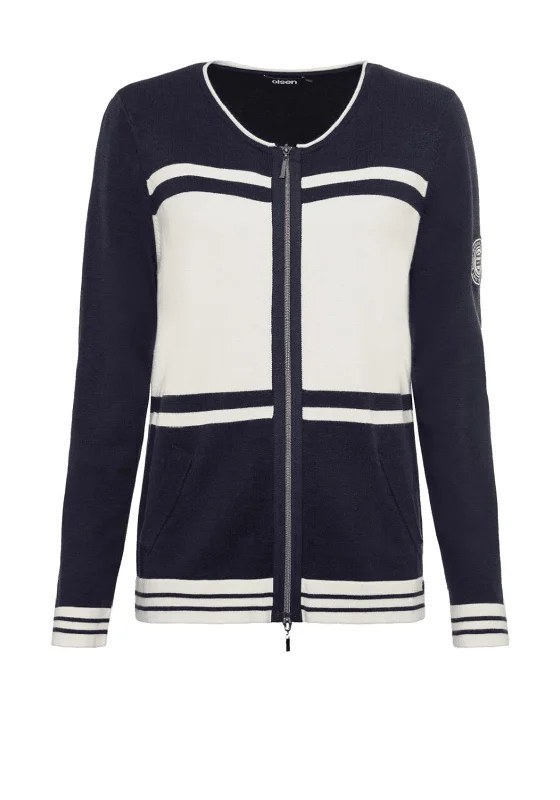 Boho cardiganOlsen Full Zip Cardigan, Navy & Cream