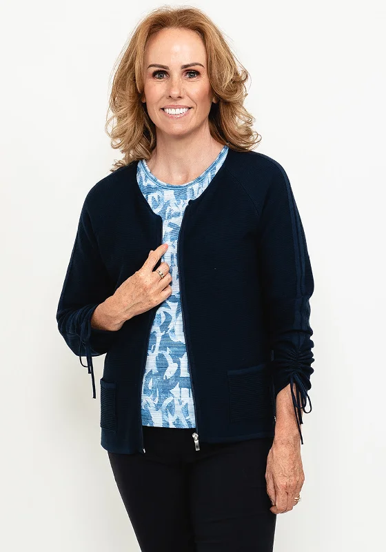 Rabe Lightweight Knit Full Zip Cardigan Jacket, Navy