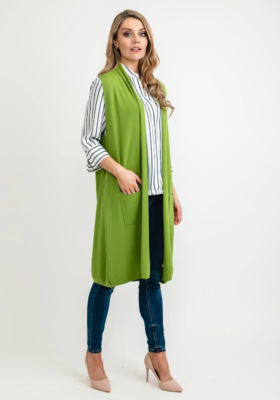 Seventy1 One Size Long Sleeveless Cardigan, Green