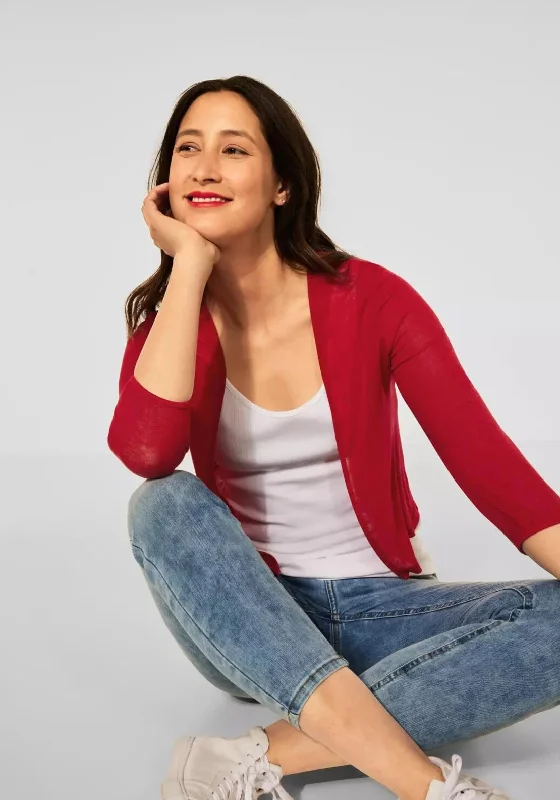 Windproof cardiganStreet One Extra Fine Short Cardigan, Cherry Red