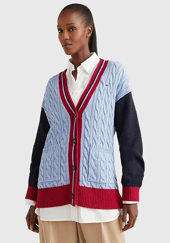 Baby cardiganTommy Hilfiger Womens Relaxed Colour Block Cardigan, Moon Blue