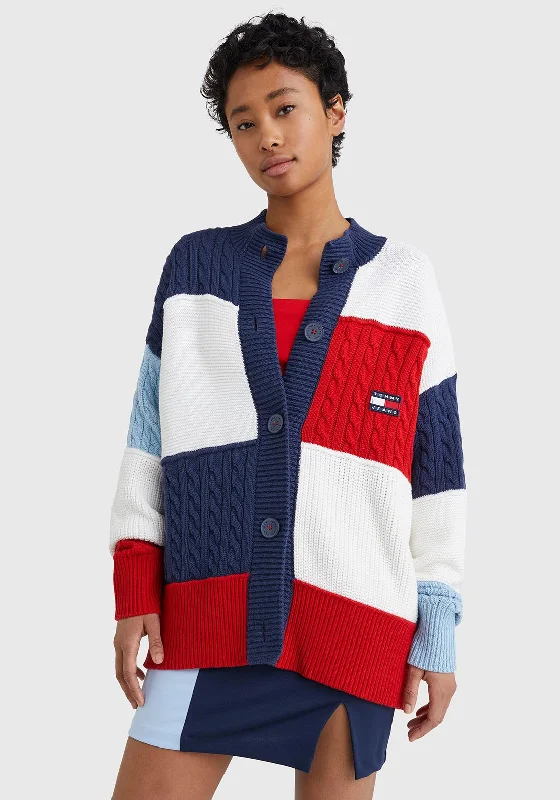 Tommy Jeans Womens Knit Flag Cardigan, Multi