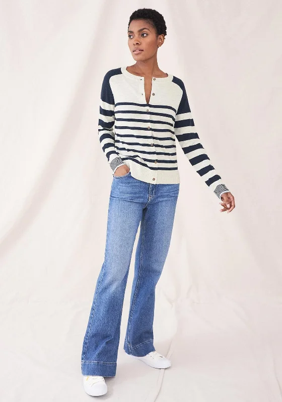 Work cardiganWhite Stuff Lulu Striped Fine Knit Cardigan, Navy & White