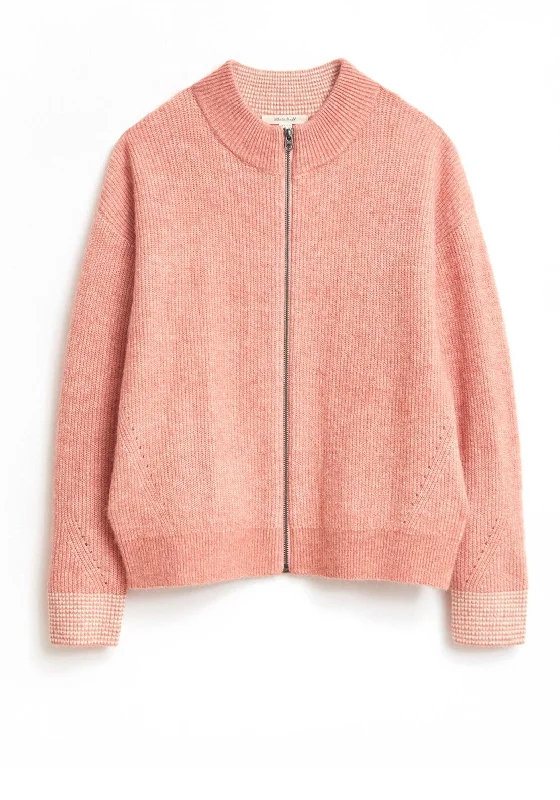 Geometric cardiganWhite Stuff Weekend Bomber Knit Cardigan, Dusty Pink