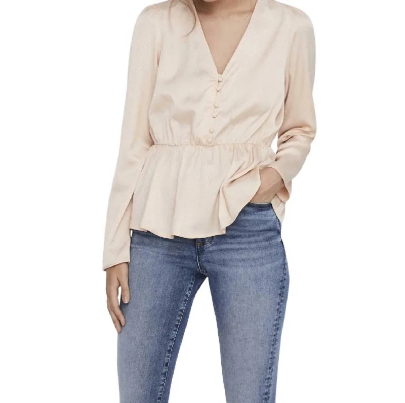 VNeckTopIronV Neck Blouse In Rose Dust