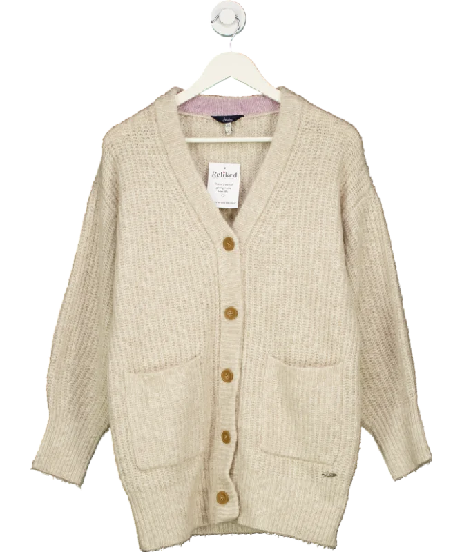 Monochrome cardiganjoules Beige Immy Fluffy Relaxed Cardigan UK 6